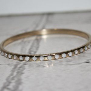 🌙💛 Gold & Opalite Bangle Bracelet – 7" · 2⅝" Wide · Vintage Shine · Soft Glow